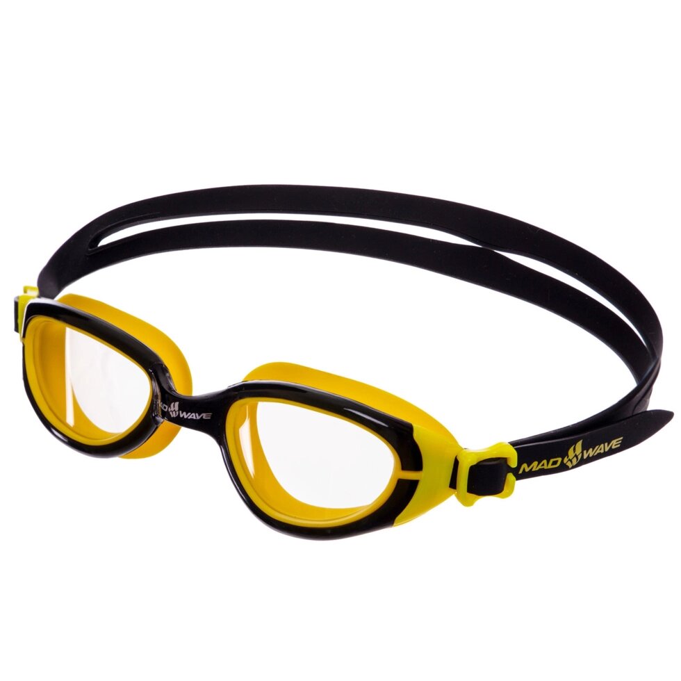 Окуляри для плавання MadWave UV BLOKER JUNIOR M041303 чорний-жовтий від компанії Спортивний інтернет - магазин "One Sport" - фото 1