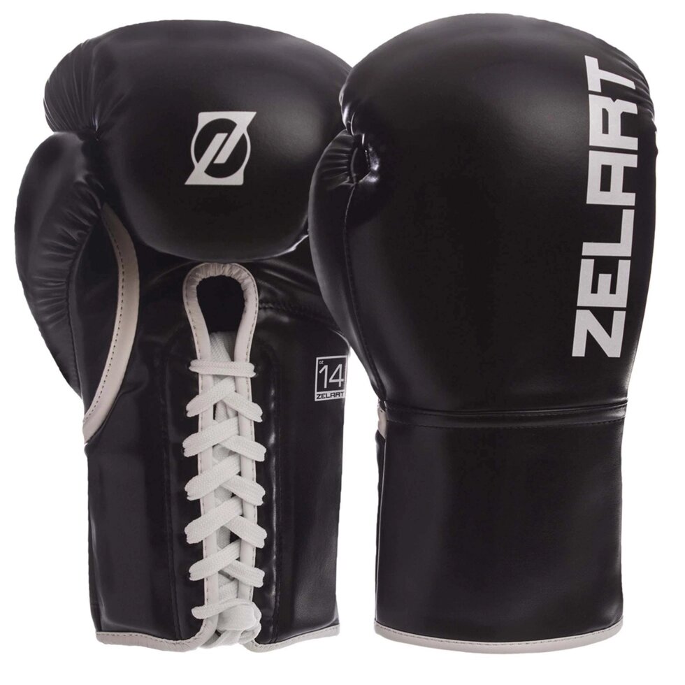 Перчатки боксерские професиональные на шнуровке Zelart BO-1348 10-14 унций цвета в ассортименте ##от компании## Спортивный интернет - магазин "One Sport" - ##фото## 1