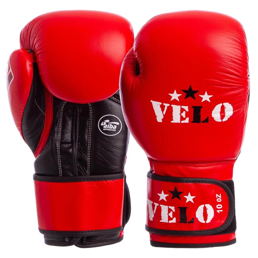 Перчатки боксерские профессиональные AIBA VELO 2080 10-12 унций красный ##от компании## Спортивный интернет - магазин "One Sport" - ##фото## 1