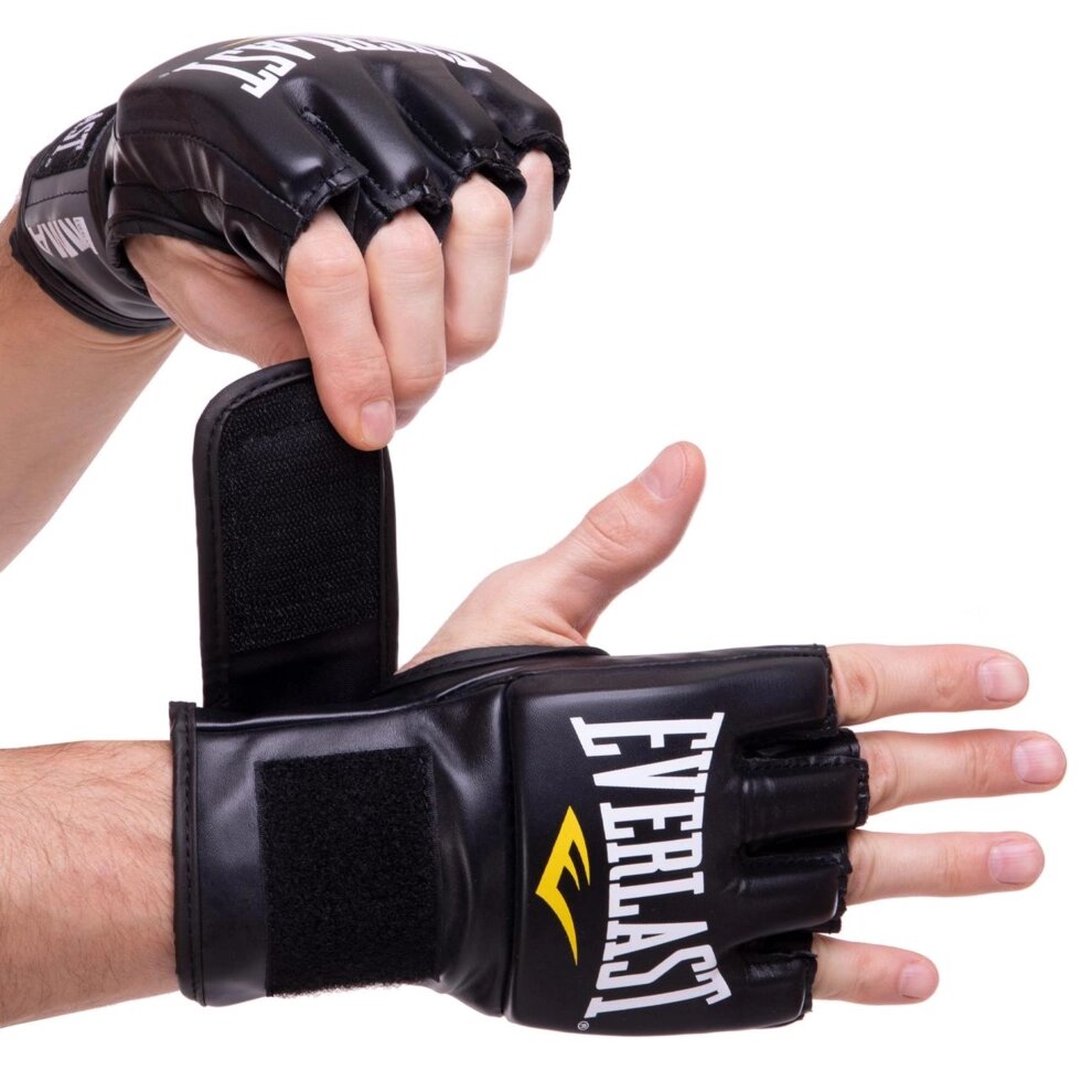 Перчатки для смешанных единоборств MMA кожаные EVERLAST PRO STYLE EV7778 S-XL черный ##от компании## Спортивный интернет - магазин "One Sport" - ##фото## 1