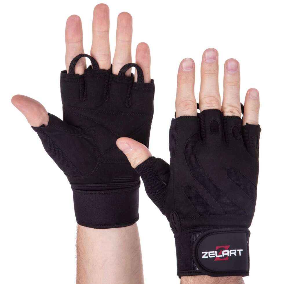 Перчатки для тяжелой атлетики кожаные Zelart SB-161070 S-XXL цвета в ассортименте ##от компании## Спортивный интернет - магазин "One Sport" - ##фото## 1