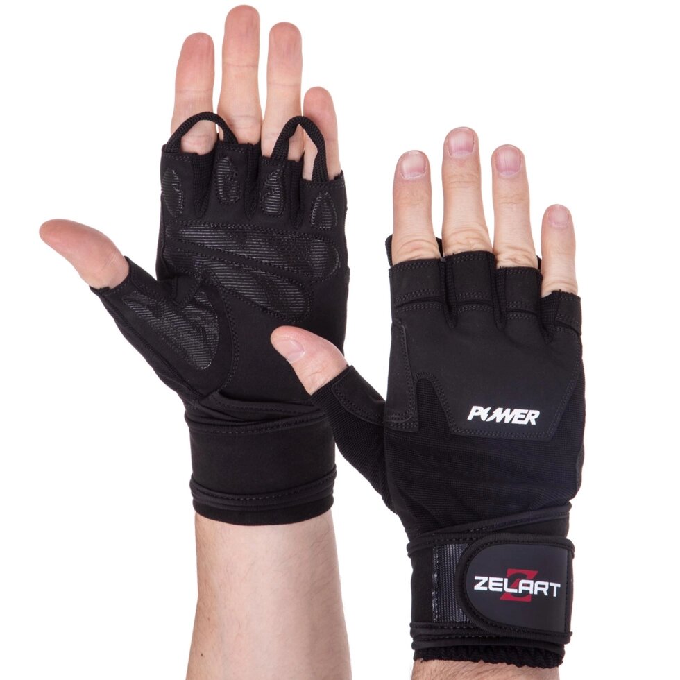 Перчатки для тяжелой атлетики Zelart SB-161057 S-XXL черный ##от компании## Спортивный интернет - магазин "One Sport" - ##фото## 1
