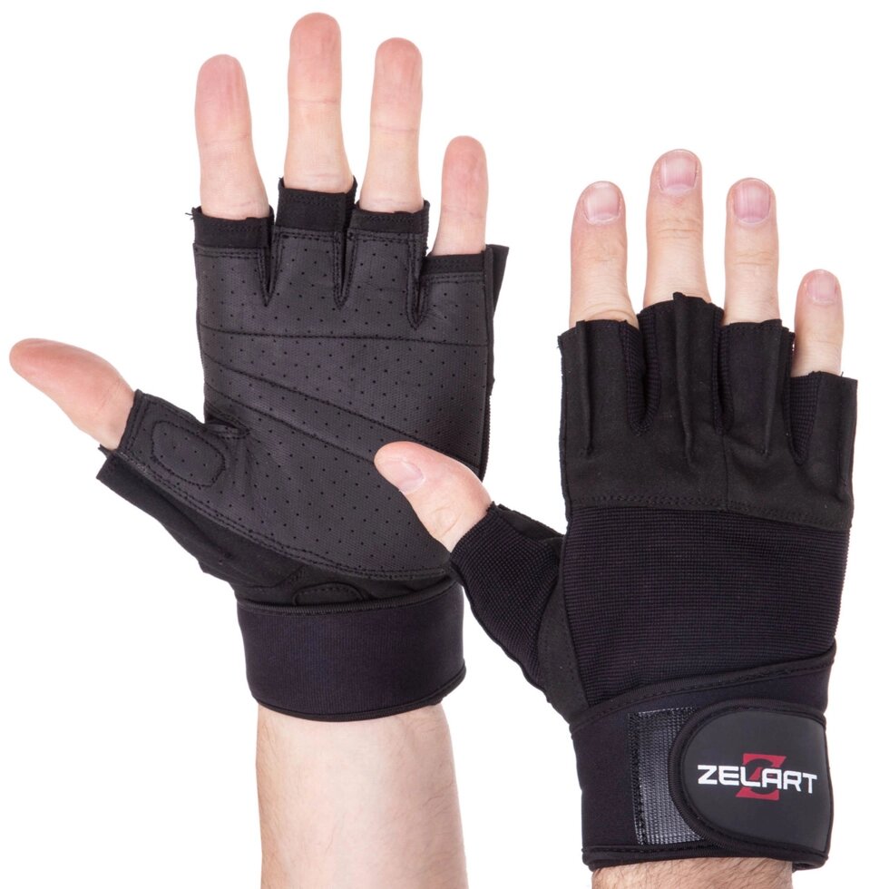 Перчатки для тяжелой атлетики Zelart SB-161099 S-XXL черный ##от компании## Спортивный интернет - магазин "One Sport" - ##фото## 1