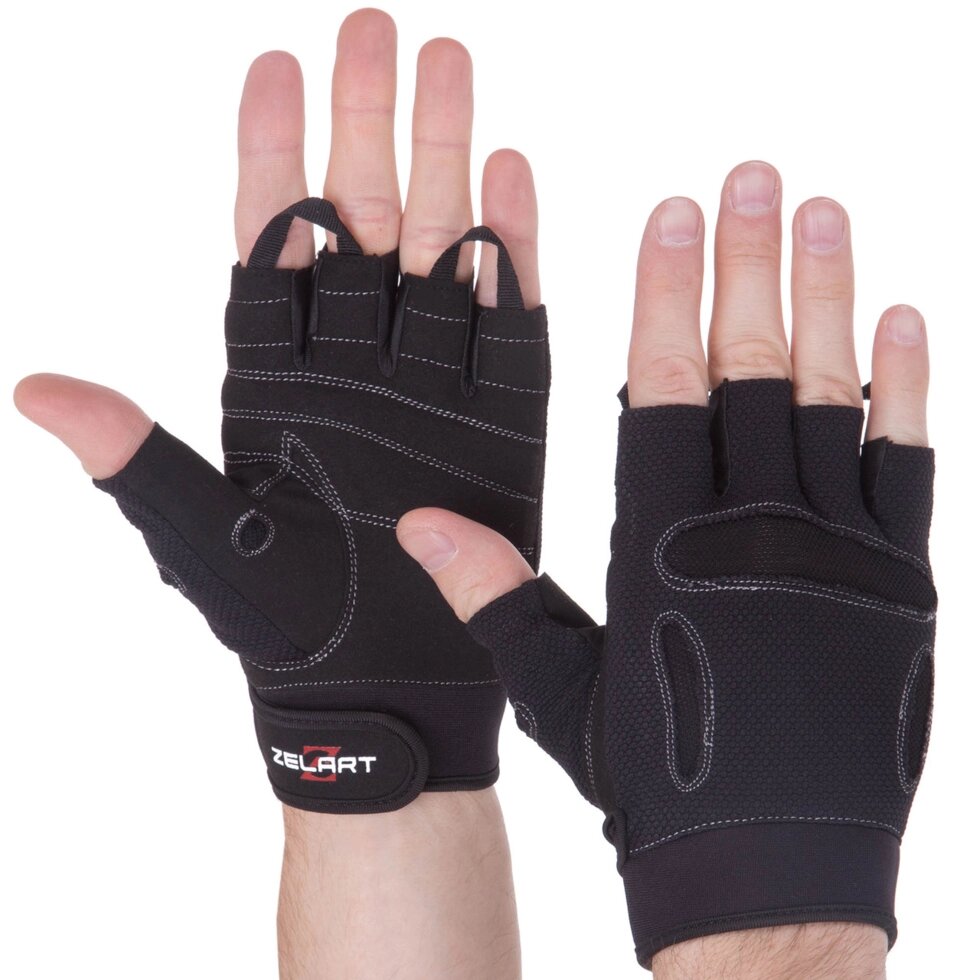 Перчатки для тяжелой атлетики Zelart SB-161577 S-XXL черный ##от компании## Спортивный интернет - магазин "One Sport" - ##фото## 1