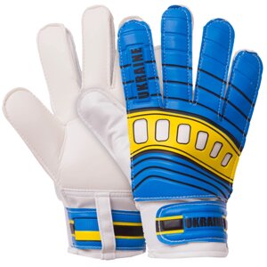 Рукавиці воротарські дитячі UKRAINE Zelart FB-0205-1 розмір 5-8 блакитний-жовтий