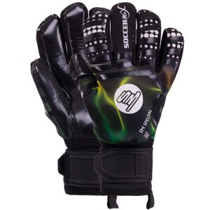 Рукавички воротарські SOCCERMAX GK-015 розмір 8-10 салатовий-чорний