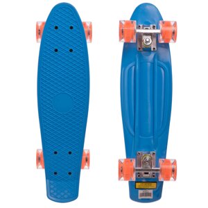 Скейтборд пластиковий Penny LED WHEELS 22in зі світними колесами SK-5672-2 (синій-оранжевий)