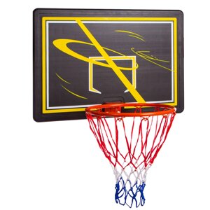 Щит баскетбольний з кільцем і сіткою S009F (щит-HDPE,р-р 80х58см, кільце (16мм) d-38см, сітка NY)