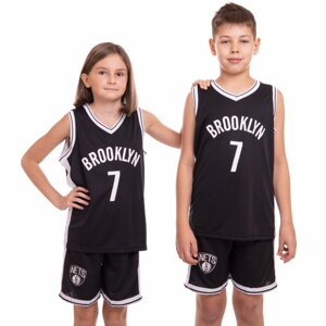 Форма баскетбольна дитяча NBA BROOKLYN 7 Zelart 3581 S-2XL чорний-білий