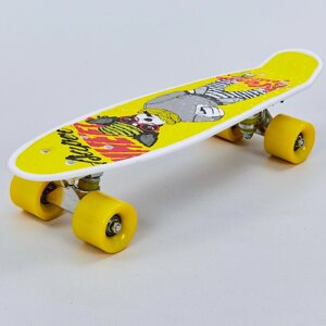 Скейтборд пластиковий Penny HB-13-4 22in з малюнком СОБАКА (колесо-PU d-6см, р-р деки 55х14,5см, жовтий)