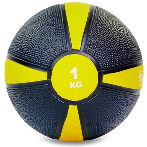 М'яч медичний медбол Zelart Medicine Ball FI-5122-1 1кг (гума, d-19см, чорний-жовтий)