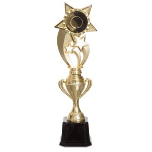 Нагорода (приз) спортивна з місцем під жетон JZ-19907C (пластик, h-34см, b-10см, золото)