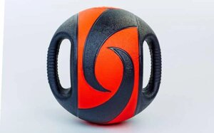 М'яч медичний медбол з двома рукоятками Record Medicine Ball FI-5111-8 8кг (гума, d-27,5 см, чорний-червоний)