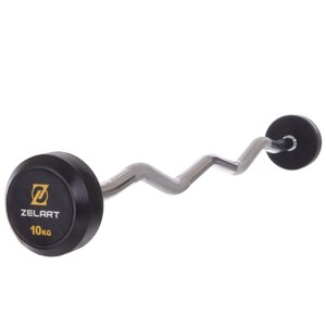Штанга фіксована вигнута обгумована Zelart Zelart Rubber Coated Barbell Zelart TA-2687-10 довжина-95см