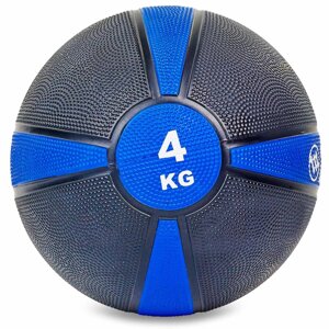 М'яч медичний медбол Zelart Medicine Ball FI-5122-4 4кг (гума, d-21,5 см, чорний-синій)