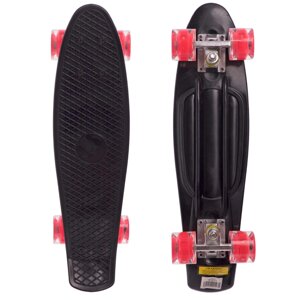 Скейтборд пластиковий Penny LED WHEELS 22in зі світними колесами SK-5672-5 (чорний-червоний)