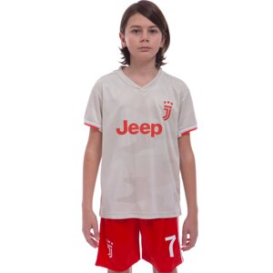 Форма футбольная детская Zelart JUVENTUS RONALDO 7 гостевая 2020 CO-1121 рост 116-165 см серый-красный