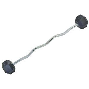 Штанга фіксована вигнута обгумована Rubber Hexagon Barbell 35кг TA-6231-35 (гриф l-95см)