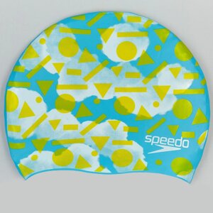 Шапочка для плавання дитяча SPEEDO JUNIOR SLOGAN PRINT 808386B955 (силікон, блакитний-жовтий)