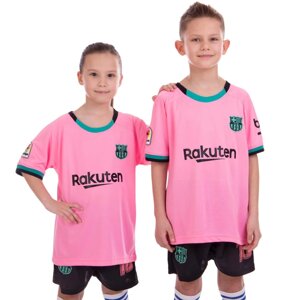 Форма футбольная детская BARCELONA MESSI 10 резервная 2021 Zelart CO-2466 6-14 лет розовый-черный