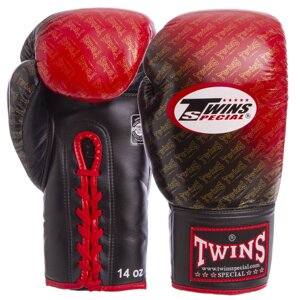 Рукавиці боксерські шкіряні професіональні на шнурівці TWINS FBGLL-TW1 12-16 унцій кольори в асортименті