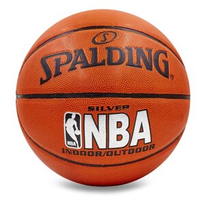 М'яч баскетбольний PU №7 SPALD BA-5472 NBA SILVER (PU, бутил, оранжевий)