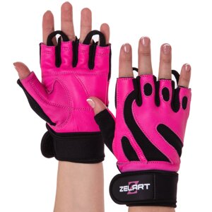 Рукавиці для фітнесу жіночі Zelart SB-161738 розмір XS-M чорний-рожевий