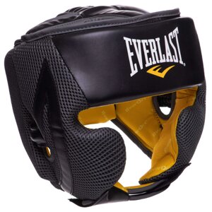 Шолом боксерський з повним захистом шкіряний EVERLAST EVERCOOL EV4044 S-L чорний-сірий