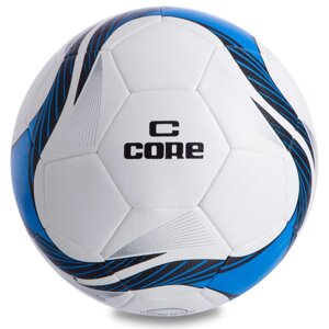 М'яч футбольний №5 PU HIBRED Зшитий машинним способом CORE SUPER CR-013 (№5, 5сл., білий-синій)
