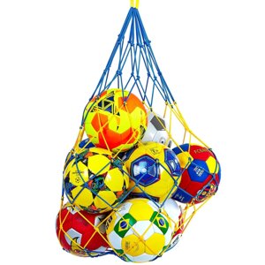 Сітка для м'ячів UR SO-5258 (поліпропілен, d-4,5 мм, 10 м'ячів, осередок 12см, синій-білий, синій-жовтий)