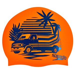 Шапочка для плавання SPEEDO SLOGAN PRINT 808385C859 (силікон, оранжевий-синій)