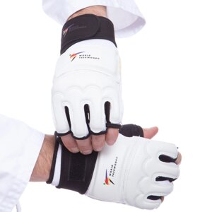 Перчатки для тхэквондо с фиксатором запястья WTF Zelart BO-2310-W XS-XL белый
