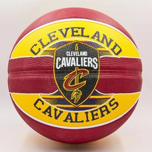 Мяч баскетбольный резиновый SPALDING NBA Team CLAVELAND CAVA 83504Z №7 красный-желтый