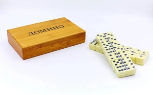 Доміно настільна гра в бамбуковій коробці IG-1247 (кістки-пластик, h-4,9 см, р-р кор. 19,5х12х4см)