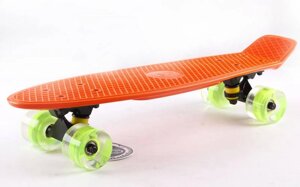 Скейтборд пластиковий Penny LED WHEELS FISH 22in зі світними колесами SK-405-3 (оранж-чер-зел)