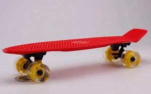 Скейтборд пластиковий Penny LED WHEELS FISH 22in зі світними колесами SK-405-15 (червоний-чер-жел)