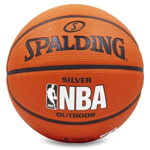 М'яч баскетбольний гумовий №5 SPALDING 83014Z 2014 NBA SILVER Outdoor (гума, бутил, оранжевий)
