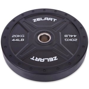 Бамперні диски для кроссфита Bumper Plates гумові d-51мм Zelart TA-2258-20 20кг (d-45см, чорний) в Києві от компании Спортивный интернет - магазин "One Sport"