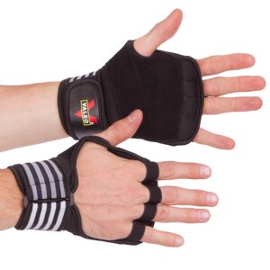 Атлетичні рукавички для силових вправ і фітнесу з фіксатором зап'ястя VALEO TA-4419 L-XL чорний-білий