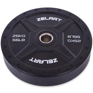 Бамперні диски для кроссфита Bumper Plates гумові d-51мм Zelart TA-2258-25 25кг (d-45см, чорний) в Києві от компании Спортивный интернет - магазин "One Sport"