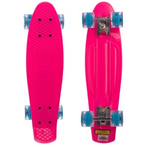 Скейтборд пластиковий Penny LED WHEELS 22in зі світними колесами SK-5672-4 (рожевий-блакитний)