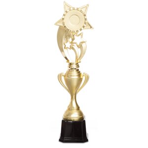 Нагорода (приз) спортивна з місцем під жетон JZ-19907B (пластик, h-38см, b-10см, золото)