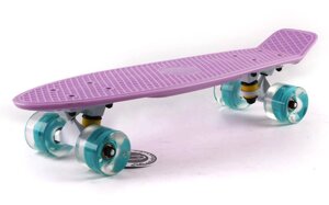 Скейтборд пластиковий Penny LED WHEELS FISH 22in зі світними колесами SK-405-6 (фіоле-бел-сін)