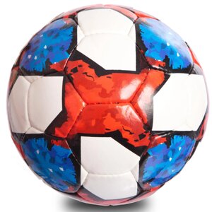 М'яч футбольний №5 PU ламін. FB-0711 (№5, 5 сл., зшитий вручну, білий-синій-червоний)