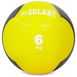 М'яч медичний медбол Zelart Medicine Ball FI-5121-6 6кг (гума, d-24см, жовтий-чорний)