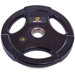 Млинці (диски) обгумовані Zelart TA-2673-15 51мм 15кг чорний