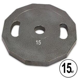 Млинці (диски) сталеві з хватом пофарбовані d-52мм UR Newt NT-5221-15 15кг (сталь пофарбована, сірий)