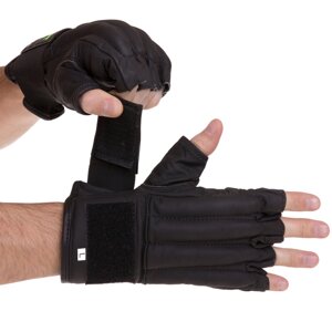 Снарядные перчатки кожаные ZELART VL-3097 размер S-XL черный в Киеве от компании Спортивный интернет - магазин "One Sport"