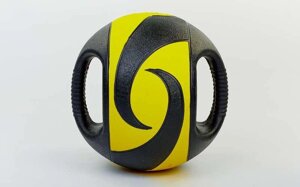М'яч медичний медбол з двома рукоятками Record Medicine Ball FI-5111-6 6кг (гума, d-27,5 см, чорний-жовтий) в Києві от компании Спортивный интернет - магазин "One Sport"