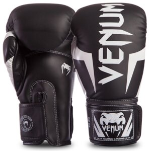 Рукавиці боксерські шкіряні VENUM ELITE VENUM-0984-108 10-14 унцій чорний-білий